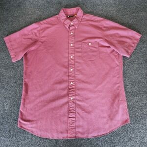 Cremieux Seersucker Shirt Mens XL Red Striped Short Sleeve Button Up Casual Top